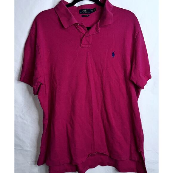 Polo Ralph Lauren Mens Size XXL Dark Pink Navy Pony Custom Fit Short Sleeve Polo - Picture 1 of 9